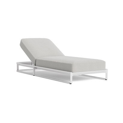 Sanibel Outdoor Chaise In White - Basket Weave Stone
