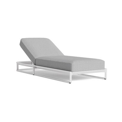 Sanibel Outdoor Chaise In White - Plain Weave Pebble Gray