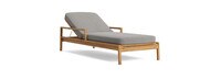 Santorini Outdoor Chaise In Natural Teak - Basket Weave Taupe Gray