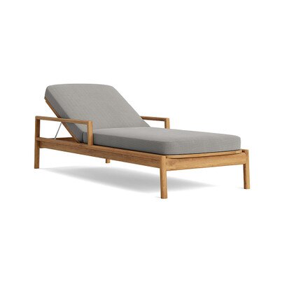 Santorini Outdoor Chaise In Natural Teak - Basket Weave Taupe Gray