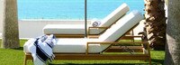 Santorini Outdoor Chaise In White - Basket Weave Oyster