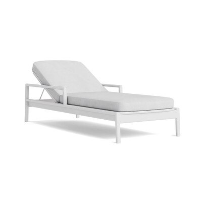 Santorini Outdoor Chaise In White - Basket Weave Oyster