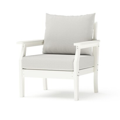Kamas Outdoor Club Chair - White/Sunbrella® Bliss Linen