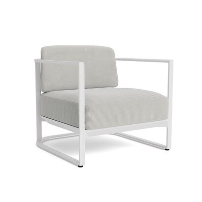 Sanibel Outdoor Club Chair In White - Basket Weave Stone