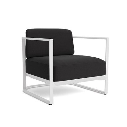 Sanibel Outdoor Club Chair In White - Plain Weave Carbon
