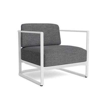 Sanibel Outdoor Club Chair In White - Plain Weave Graphite
