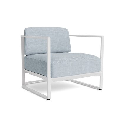 Sanibel Outdoor Club Chair In White - Plain Weave Sky Blue