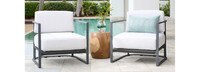 Sanibel Outdoor Club Chair In Zinc - Basket Weave Stone