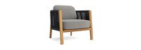 Santorini Outdoor Club Chair In Natural Teak - Basket Weave Taupe Gray
