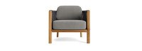 Santorini Outdoor Club Chair In Natural Teak - Basket Weave Taupe Gray