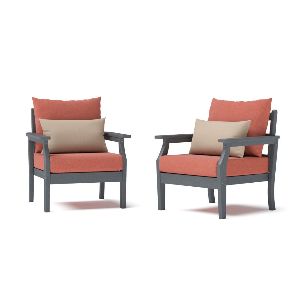 Kamas 2 Piece Outdoor HDPE Club Chairs - Charcoal/Sunbrella® Play Adobe