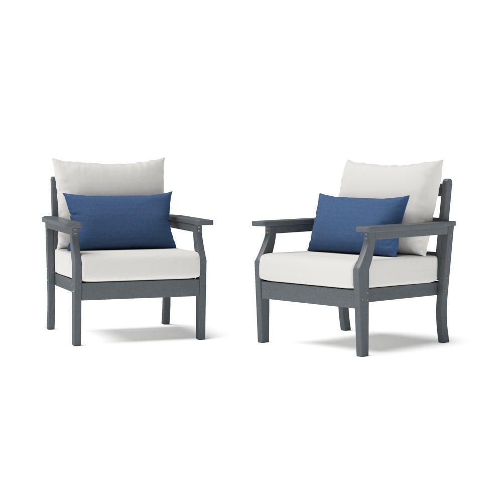 Kamas 2 Piece Outdoor HDPE Club Chairs - Charcoal/Sunbrella® Bliss Ink