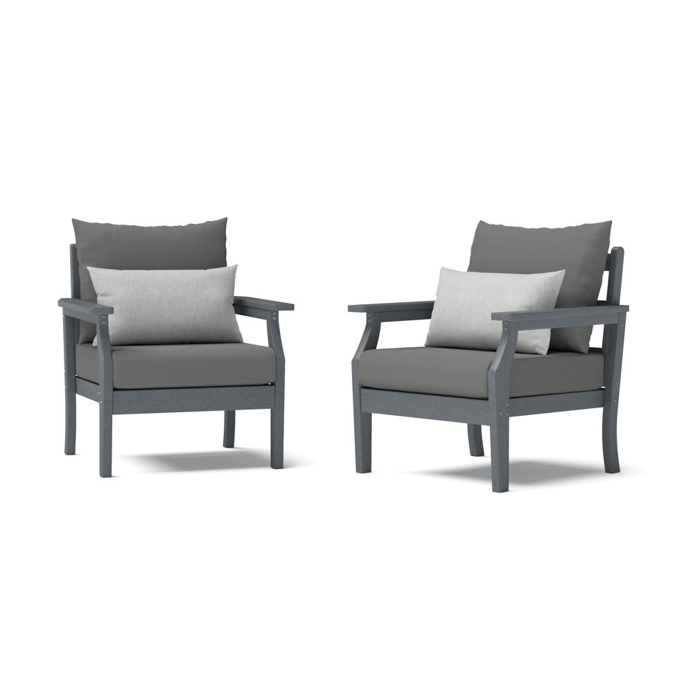 Kamas 2 Piece Outdoor HDPE Club Chairs - Charcoal/Sunbrella® Charcoal Gray
