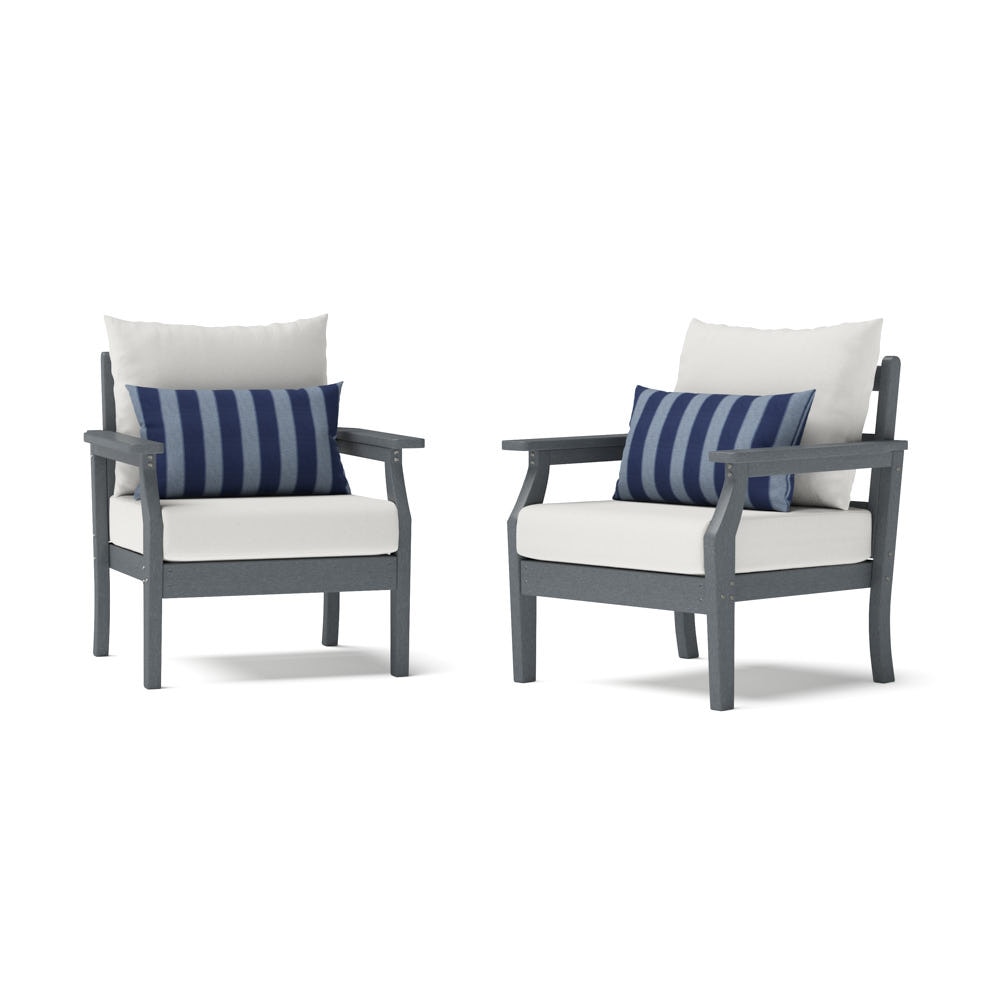 Kamas 2 Piece Outdoor HDPE Club Chairs - Charcoal/Sunbrella® Centered Ink