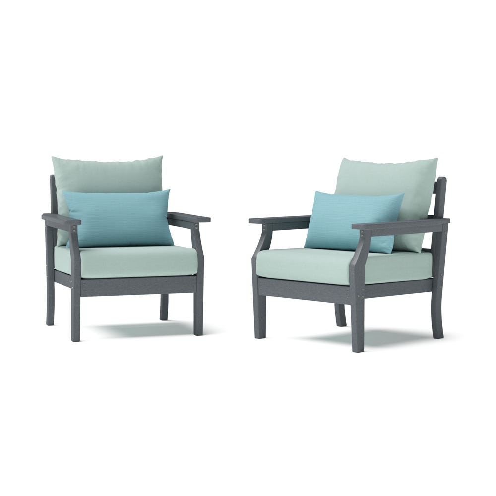 Kamas 2 Piece Outdoor HDPE Club Chairs - Charcoal/Sunbrella® Canvas Spa