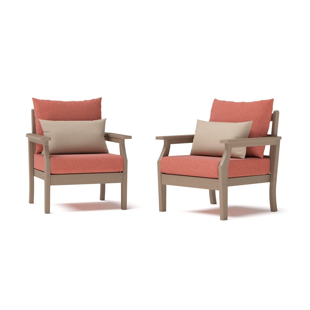 Kamas 2 Piece Outdoor HDPE Club Chairs - Tan/Sunbrella® Play Adobe