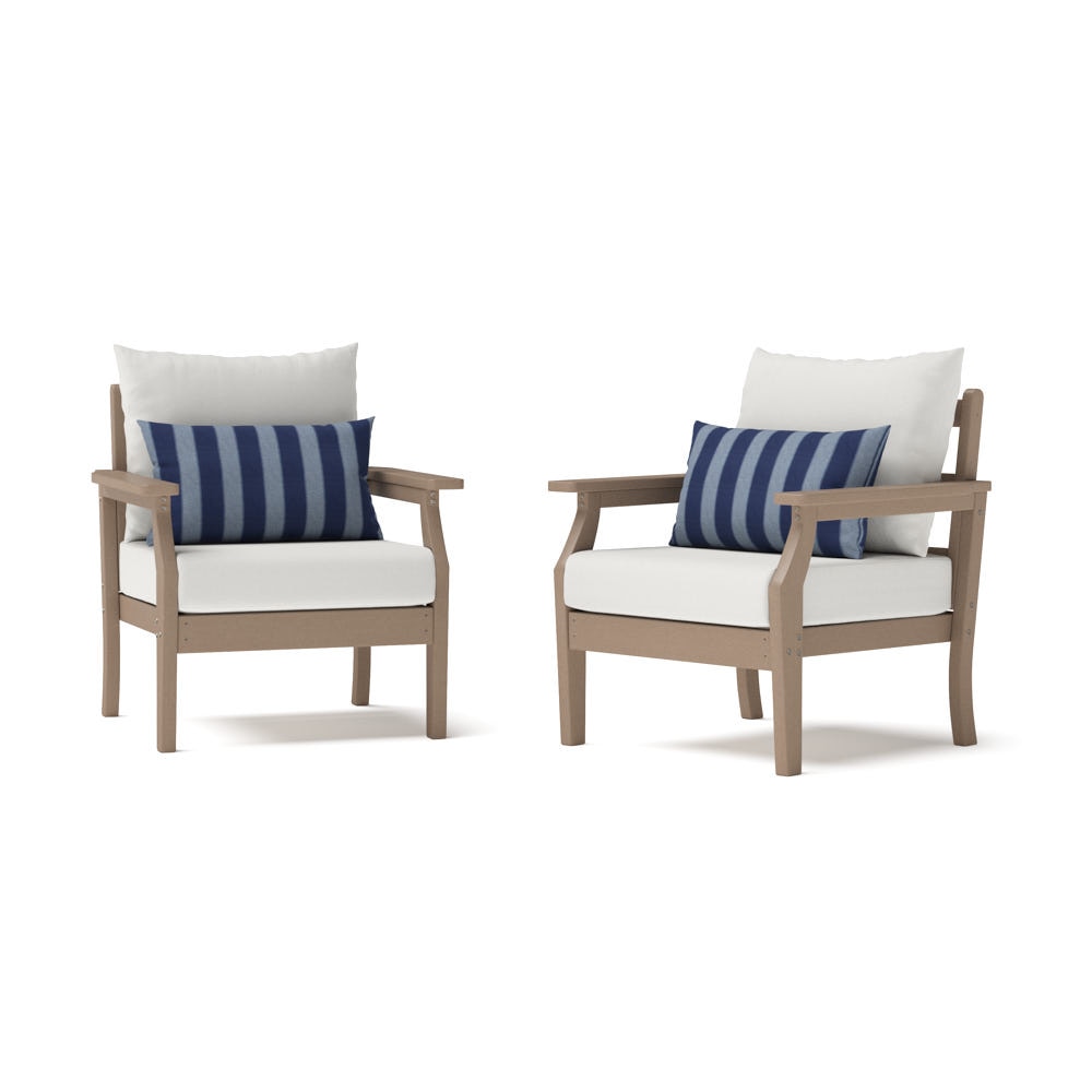 Kamas 2 Piece Outdoor HDPE Club Chairs - Tan/Sunbrella® Centered Ink