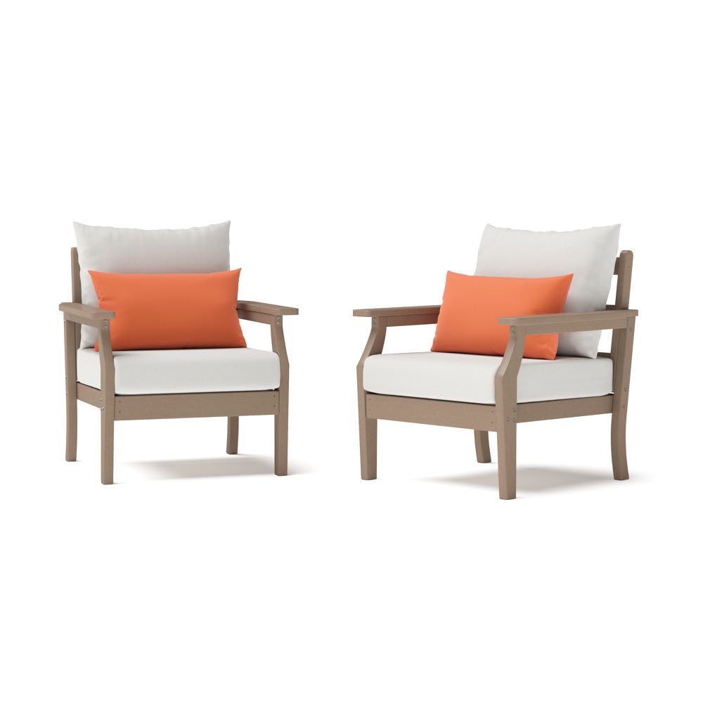 Kamas 2 Piece Outdoor HDPE Club Chairs - Tan/Sunbrella® Cast Coral