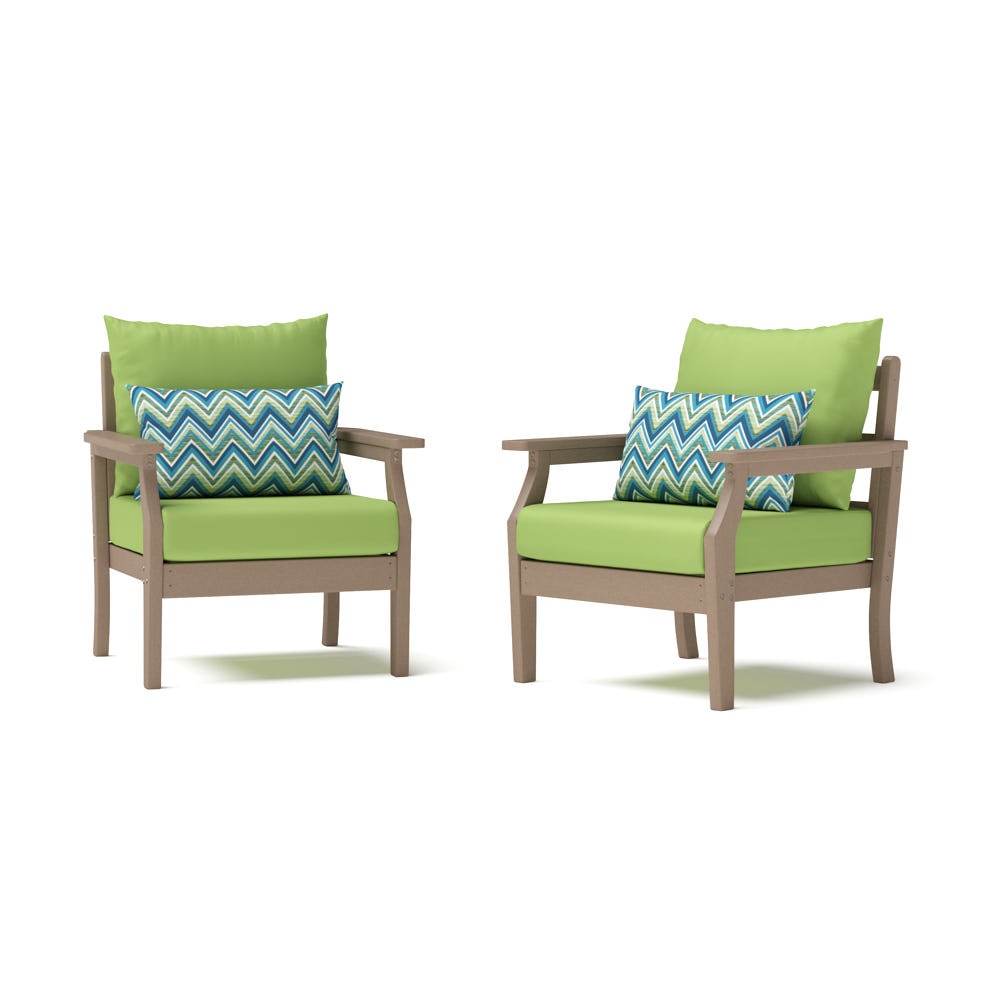Kamas 2 Piece Outdoor HDPE Club Chairs - Tan/Sunbrella® Canvas Ginkgo