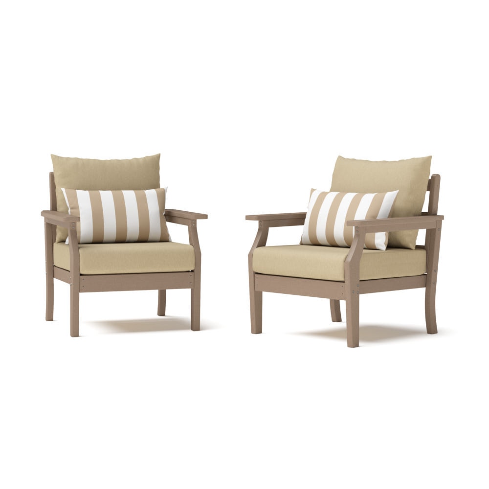Kamas 2 Piece Outdoor HDPE Club Chairs - Tan/Sunbrella® Maxim Heather Beige