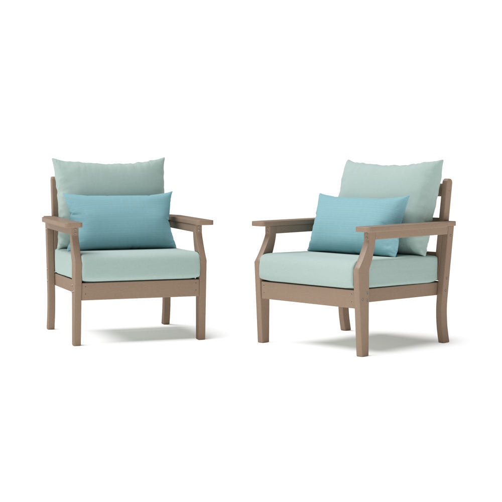 Kamas 2 Piece Outdoor HDPE Club Chairs - Tan/Sunbrella® Canvas Spa