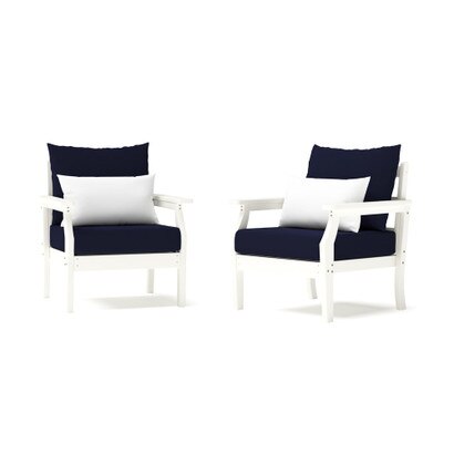 Kamas 2 Piece Outdoor HDPE Club Chairs - White