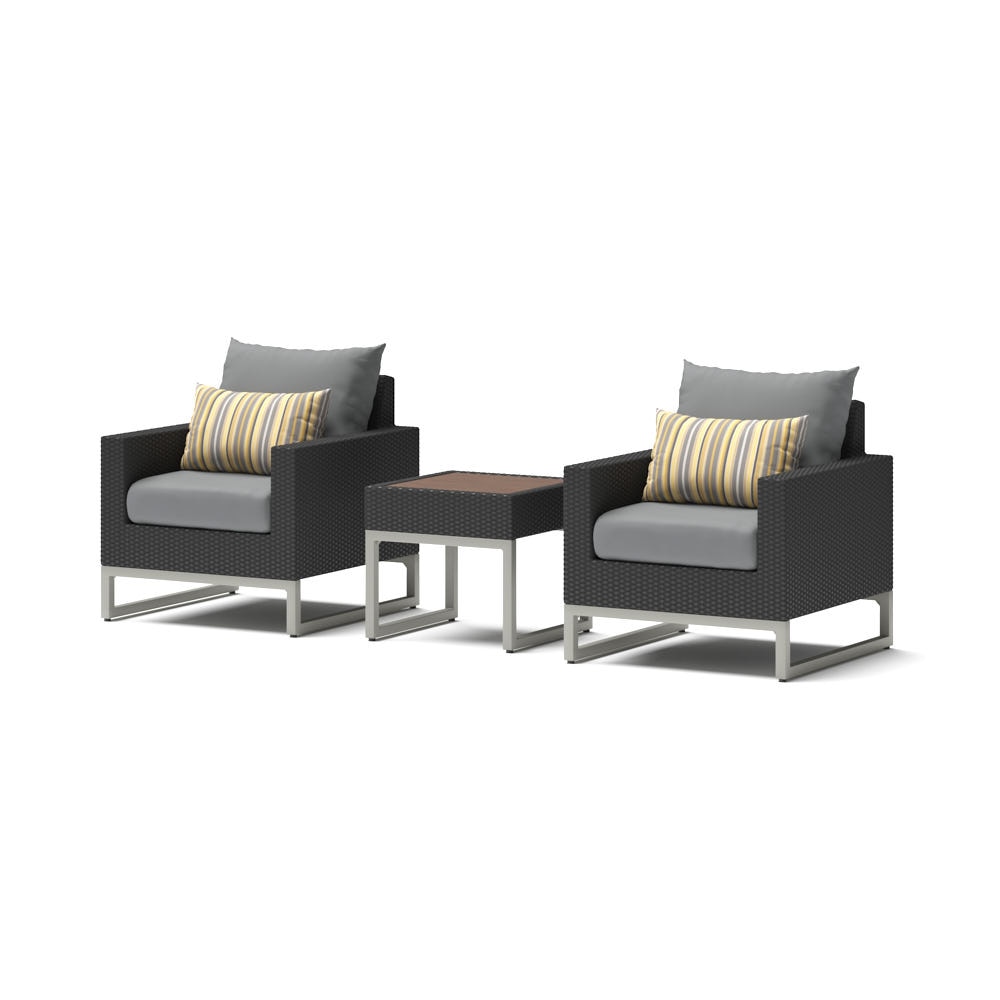 Milo™ Espresso 3 Piece Club Chair & Side Table Set - Charcoal Gray