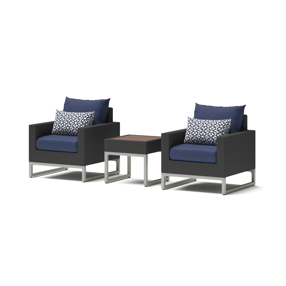 Milo™ Espresso 3 Piece Club Chair & Side Table Set - Navy Blue