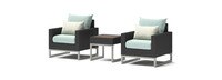 Milo™ Espresso 3 Piece Club Chair & Side Table Set - Spa Blue