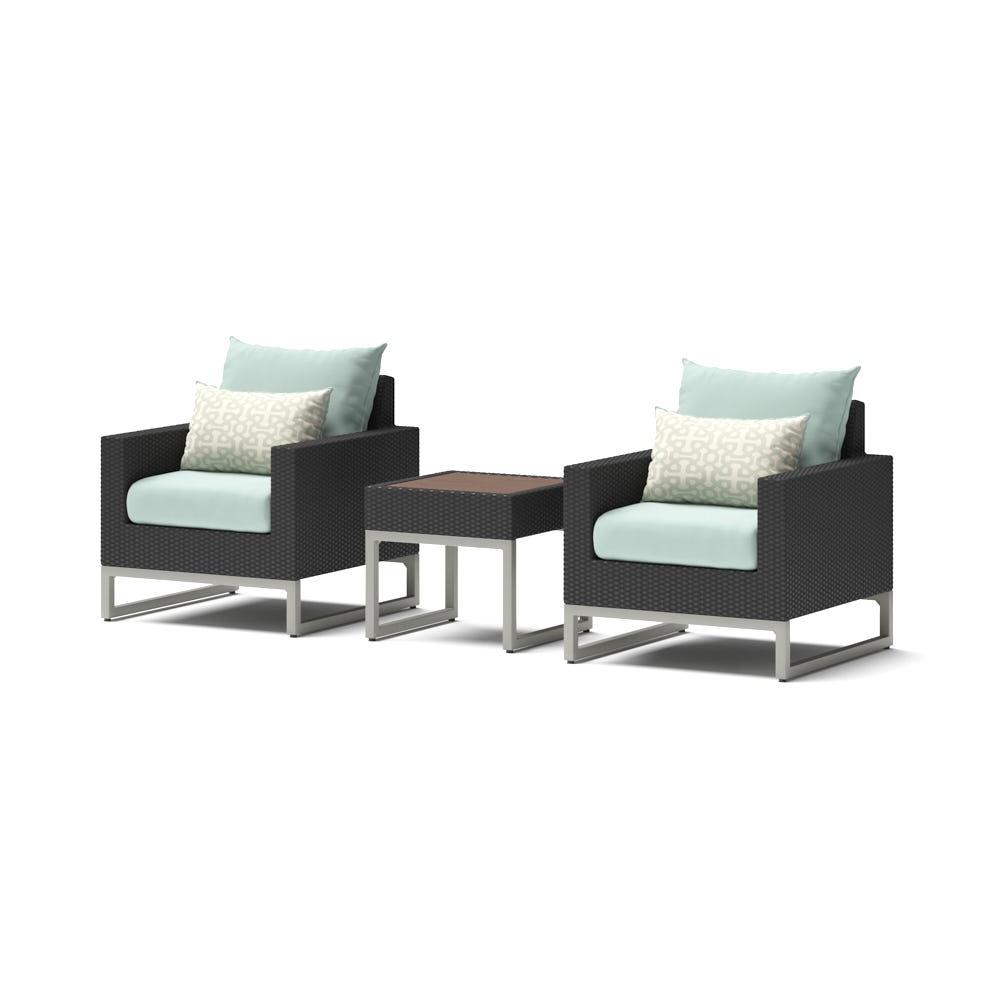 Milo™ Espresso 3 Piece Club Chair & Side Table Set - Spa Blue