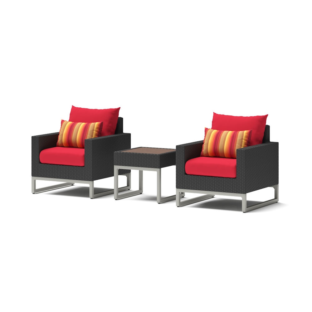 Milo™ Espresso 3 Piece Club Chair & Side Table Set - Sunset Red