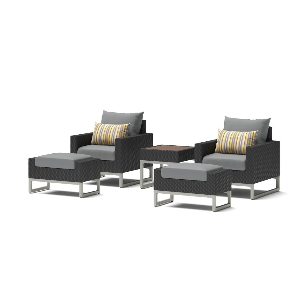 Milo™ Espresso 5 Piece Club Chair Set - Charcoal Gray