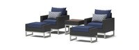 Milo™ Espresso 5 Piece Club Chair Set - Navy Blue