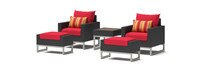 Milo™ Espresso 5 Piece Club Chair Set - Sunset Red