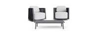 Santorini 5 Piece Outdoor Swivel Seating Set in Zinc - Plain Weave Oyster