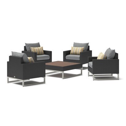 Milo™ Espresso 5 Piece Club Chair Conversation Set - Charcoal Gray