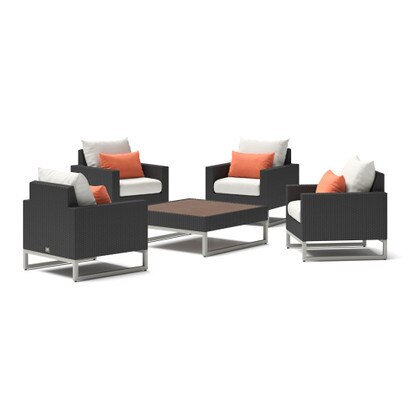 Milo™ Espresso 5 Piece Club Chair Conversation Set - Cast Coral