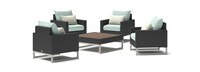 Milo™ Espresso 5 Piece Club Chair Conversation Set - Spa Blue