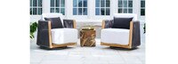 Santorini Outdoor Swivel Chair Plain Weave Cushions - Sky Blue