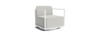 Sanibel Outdoor Swivel Club Chair In White - Basket Weave Stone