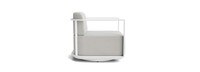 Sanibel Outdoor Swivel Club Chair In White - Basket Weave Stone