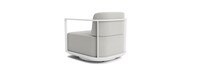 Sanibel Outdoor Swivel Club Chair In White - Basket Weave Stone
