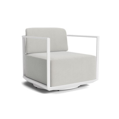 Sanibel Outdoor Swivel Club Chair In White - Basket Weave Stone