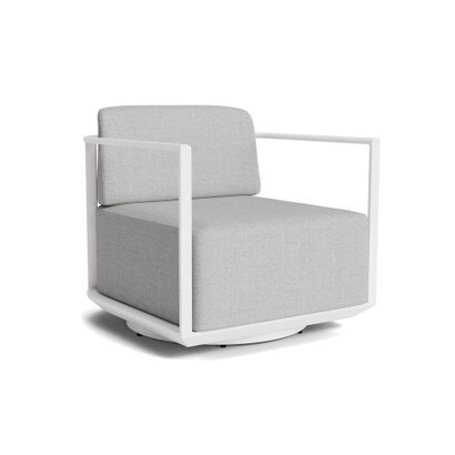 Sanibel Outdoor Swivel Club Chair In White - Plain Weave Pebble Gray