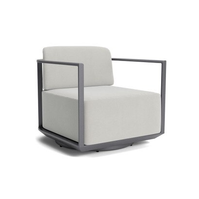 Sanibel Outdoor Swivel Club Chair In Zinc - Basket Weave Stone