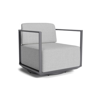 Sanibel Outdoor Swivel Club Chair In Zinc - Plain Weave Pebble Gray