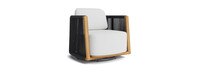 Santorini Outdoor Swivel Club Chair In Natural Teak - Plain Weave Oyster