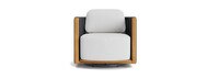 Santorini Outdoor Swivel Club Chair In Natural Teak - Plain Weave Oyster