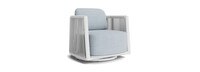 Santorini Outdoor Swivel Club Chair In White - Plain Weave Sky Blue