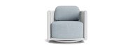 Santorini Outdoor Swivel Club Chair In White - Plain Weave Sky Blue